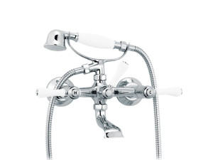 Настенный смеситель для ванны с 2 отверстиями и ручным душем