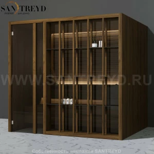 Effegibi YOKU.S105 SA.70100002 Сауна с левой дверью. Мощность: 10,5 кВт макс. Размеры: длина 230 см, ширина 200 см. Отделка: чёрный орех