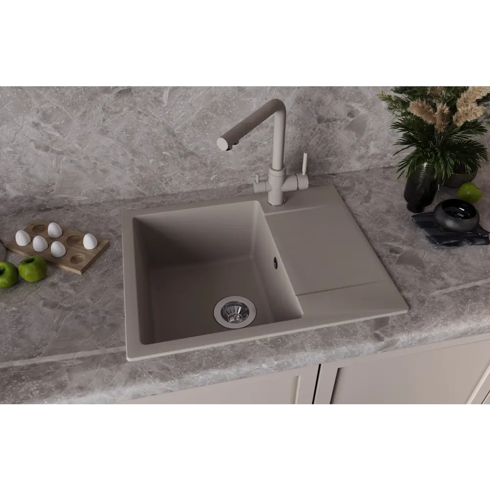 Кухонная мойка DELINIA с крылом 60x48 см из кварцевого композита 87812863 STLM-0075814 - Вид №5