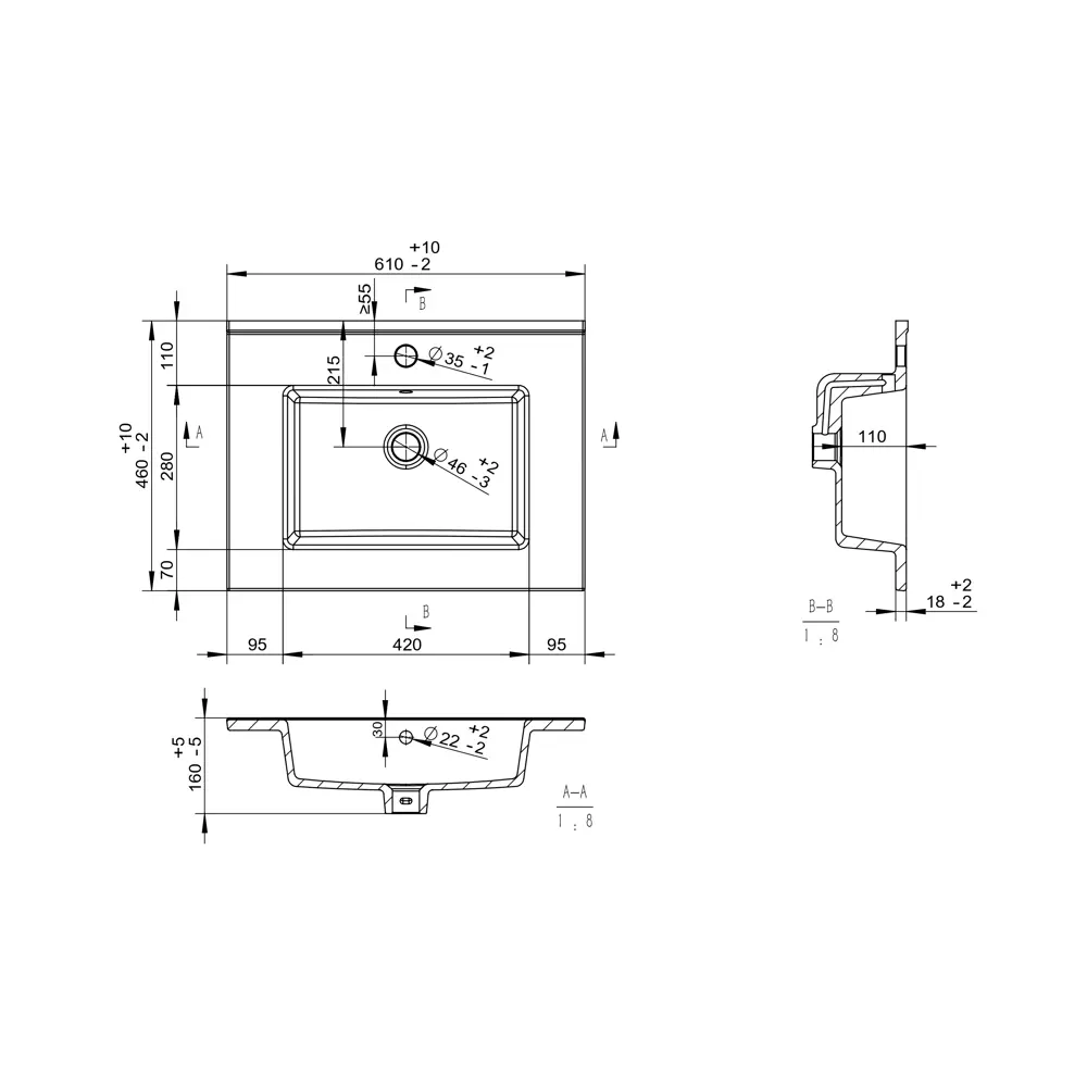 Раковина мебельная Квадро 61 см Santreyd РОНДИ STLM-2058507 - Вид №1