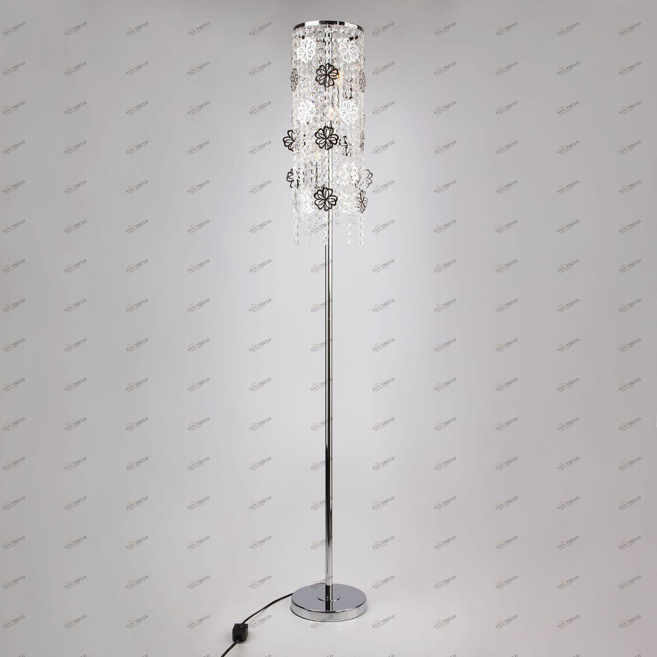 Торшер Eurosvet Flower 01070/3 хром/прозрачный хрусталь Strotskis EUROSVET ЭЛИТНЫЕ 180736 Хром 