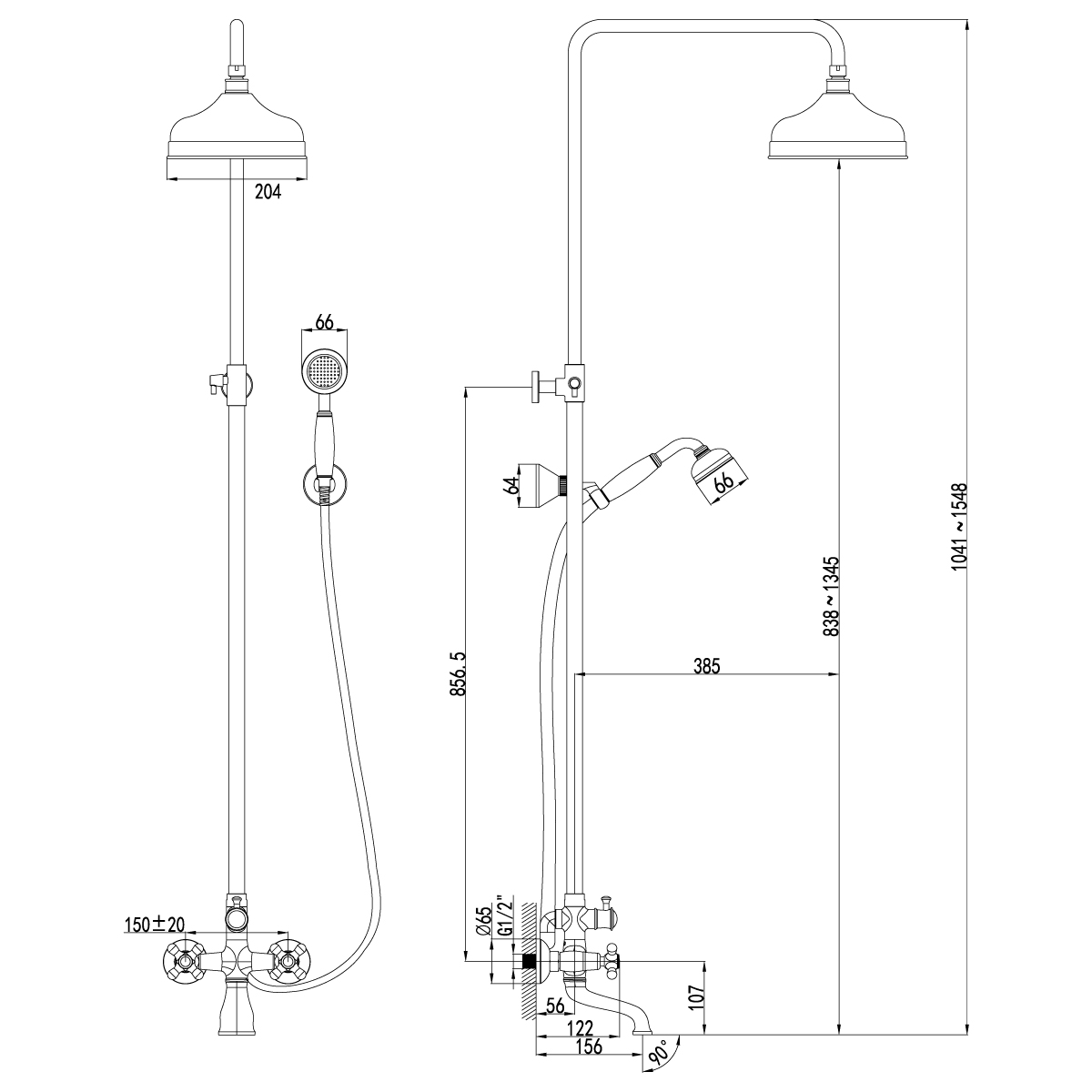 LM2862B Смеситель Vintage для ванны и душа LEMARK VINTAGE - Вид №1