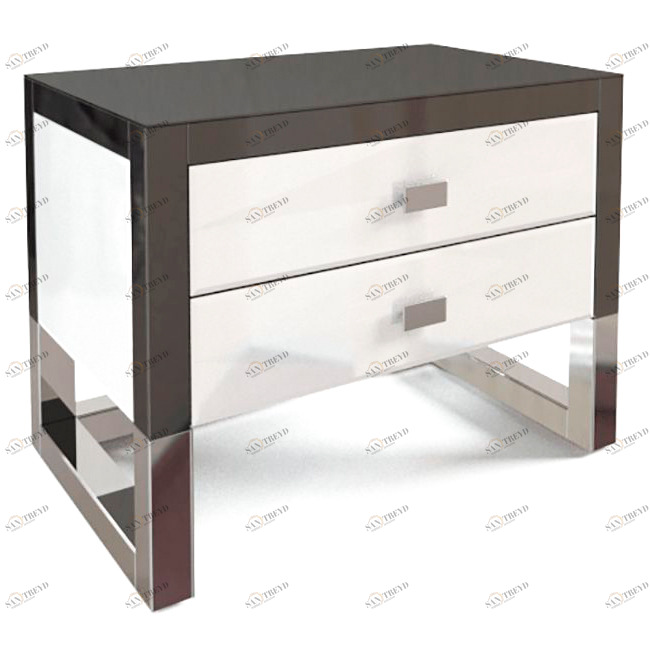 Тумбочка прикроватная зеркальная белая "Румми" GRAUM  304073 Белый;черный 