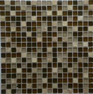 G013 Chocolate brown mix Мозаика из мрамора и стекла 305х305 чип 15х15