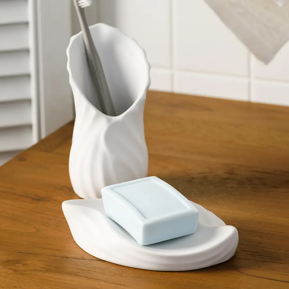 Мыльница Fleur керамика цвет белый MOROSHKA STLM-2198429 - Вид №2