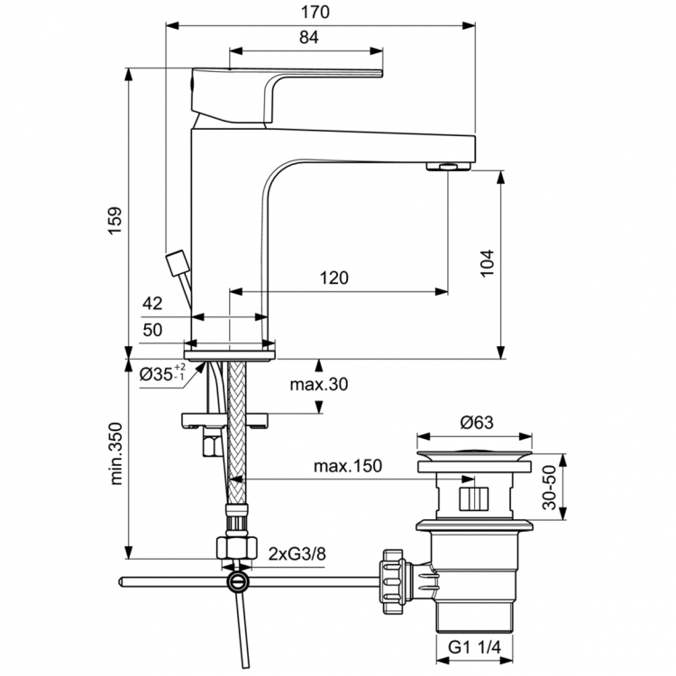 BC491AA Смеситель для раковины CERAFINE MODEL D Ideal Standard CERAFINE D - Вид №3