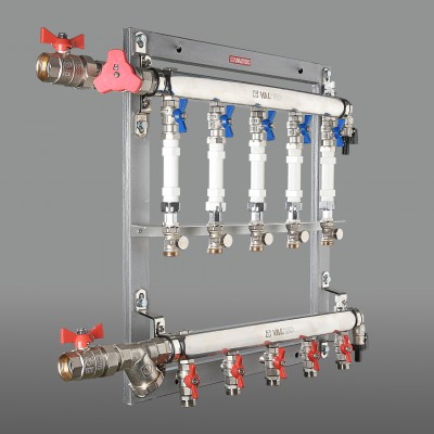 VT.GPM.05S04.L8 Узел этажный для поквартирного учета тепловой энергии Valtec 3/4", 8 вых., ввод слева  - Вид №2