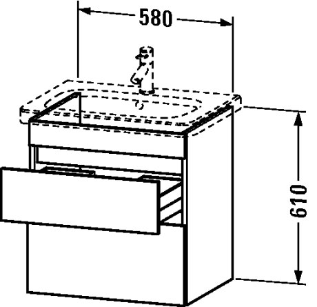 DS648002222 Тумбочка подвесная DuraStyle #DS6480 580 x 448 мм Белый глянцевый декор Duravit - Вид №1