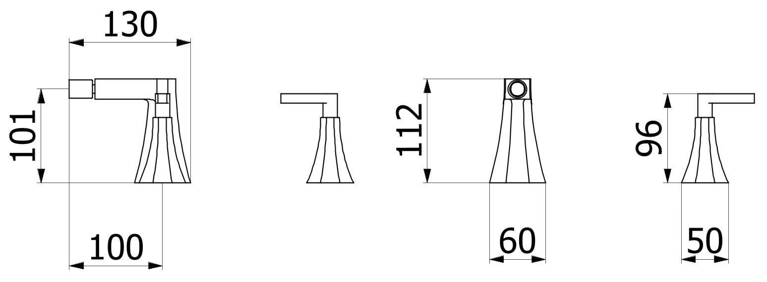Смеситель для биде с 3 отверстиями для пола с поворотным горлышком IB Belmondo + Belmondo Elle ARCH-00082183 - Вид №5