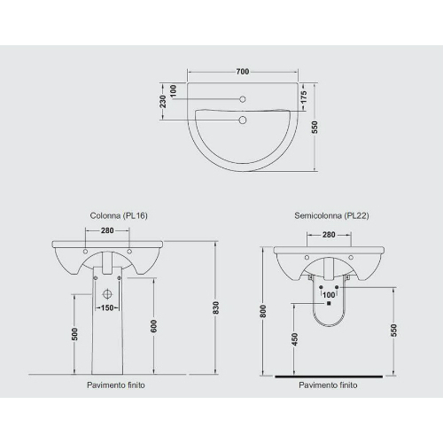 25353 Подвесная раковина настенная овальная Ceramica Hidra PLUVIA белая - Вид №3