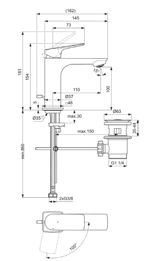 Однорычажный смеситель для раковины с раковиной Ideal Standard Ceralife C ARCH-00010274 - Вид №1