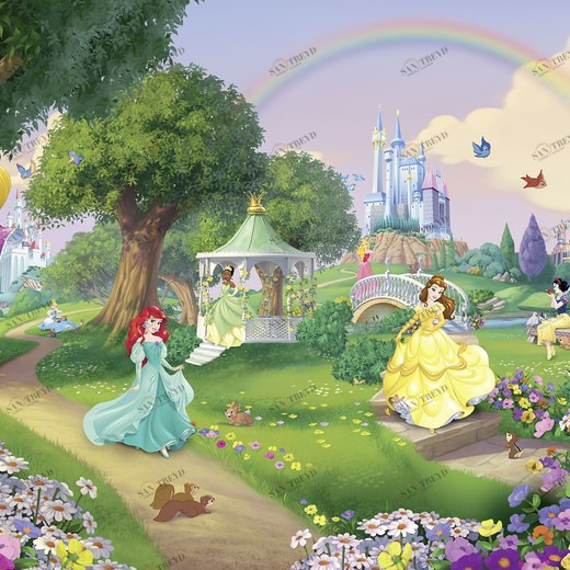 8-449-Disney-Princess-Rainbow Фотообои Komar Disney 3.68х2.54 м 8449DISNEYPRINCESSRAINBOW
