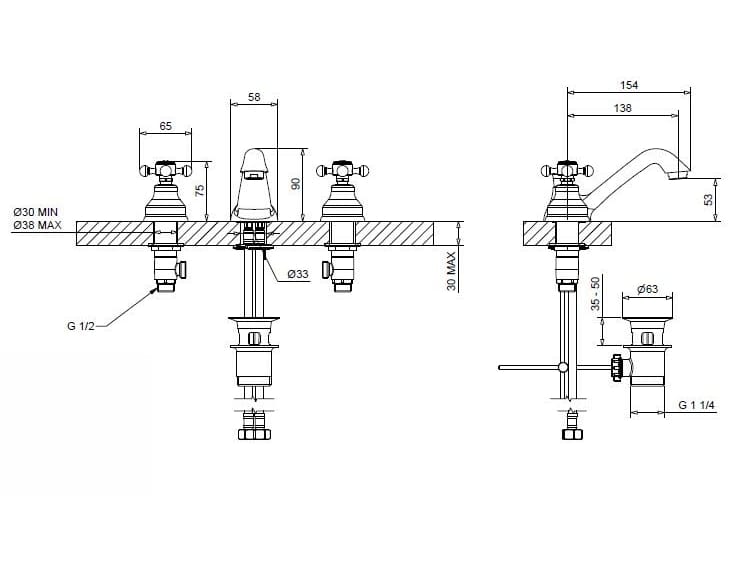Смеситель для раковины из хромированной латуни Bugnatese Lady ARCH-00044345 - Вид №2