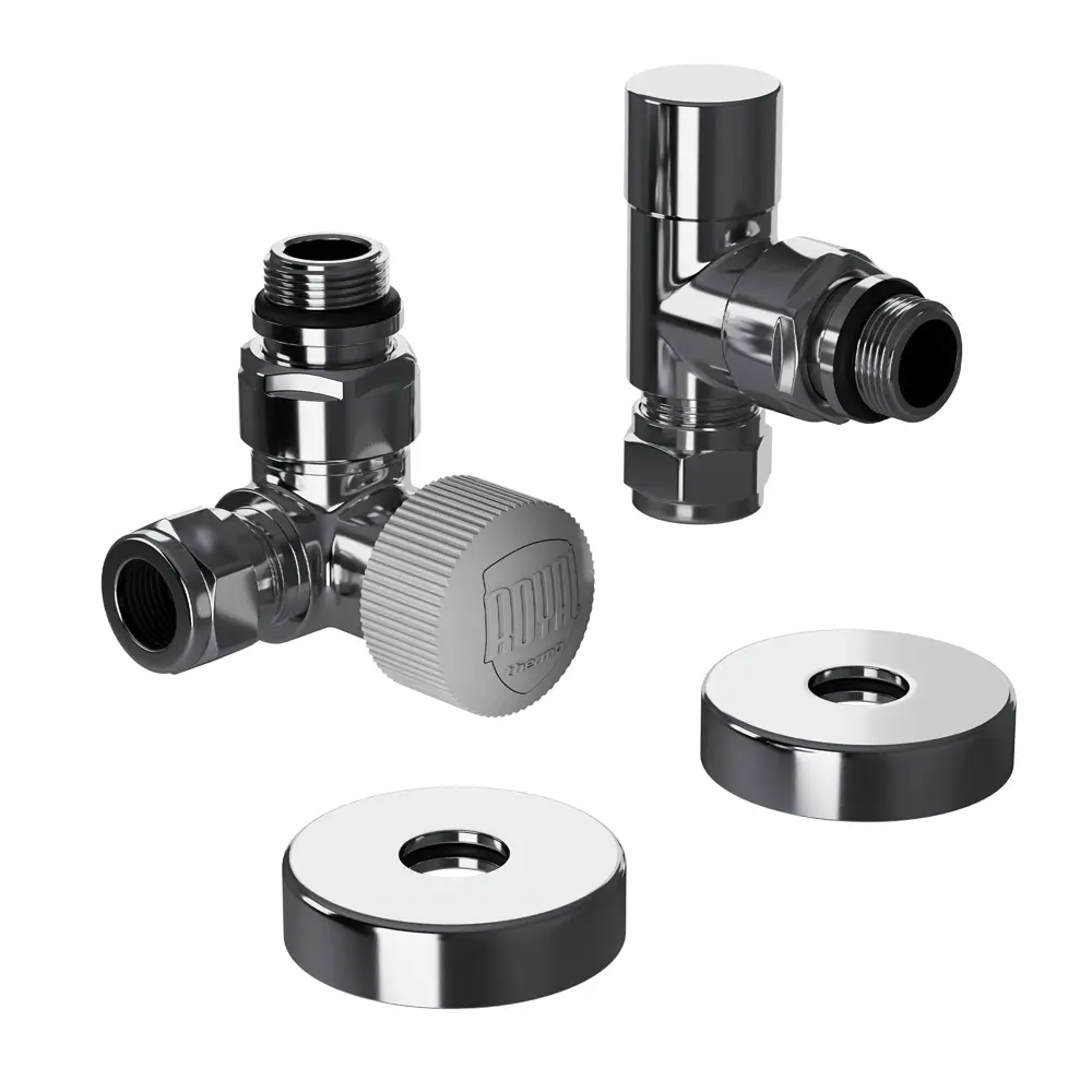 Термостатический комплект для радиатора трехосевой Royal Thermo Design Pro 1/2" латунь цвет хром STLM-2088802