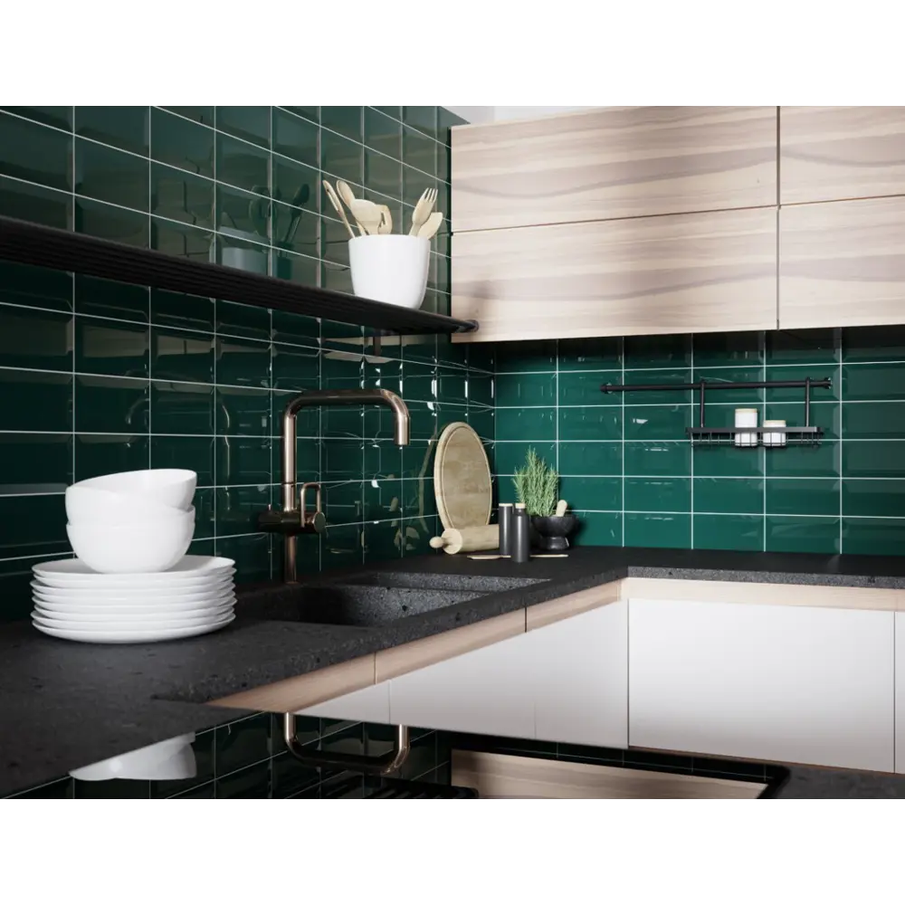 Плитка настенная Metrotiles 10х20 см 0.88 м² цвет бирюзовый 82397086 STLM-2101808 Golden Tile - Вид №3