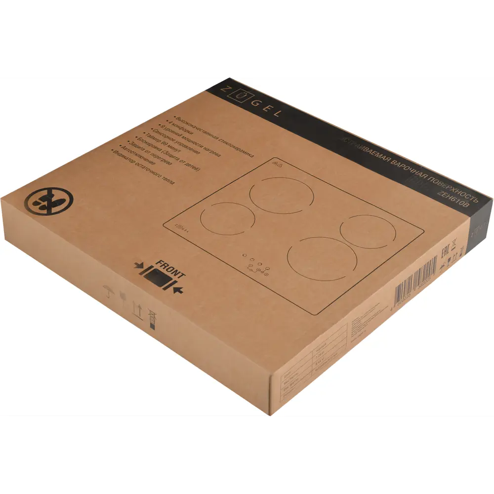 Стеклокерамическая варочная панель Zugel ZEH610B 29x5.2x52 см 4 конфорки цвет черный STLM-2077684 - Вид №6