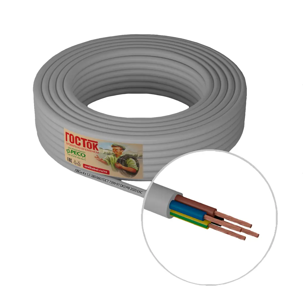 Провод КАМИТ ПВС 4x1.5 для подключения бытовой техники 18840825 STLM-1110949 - Вид №1