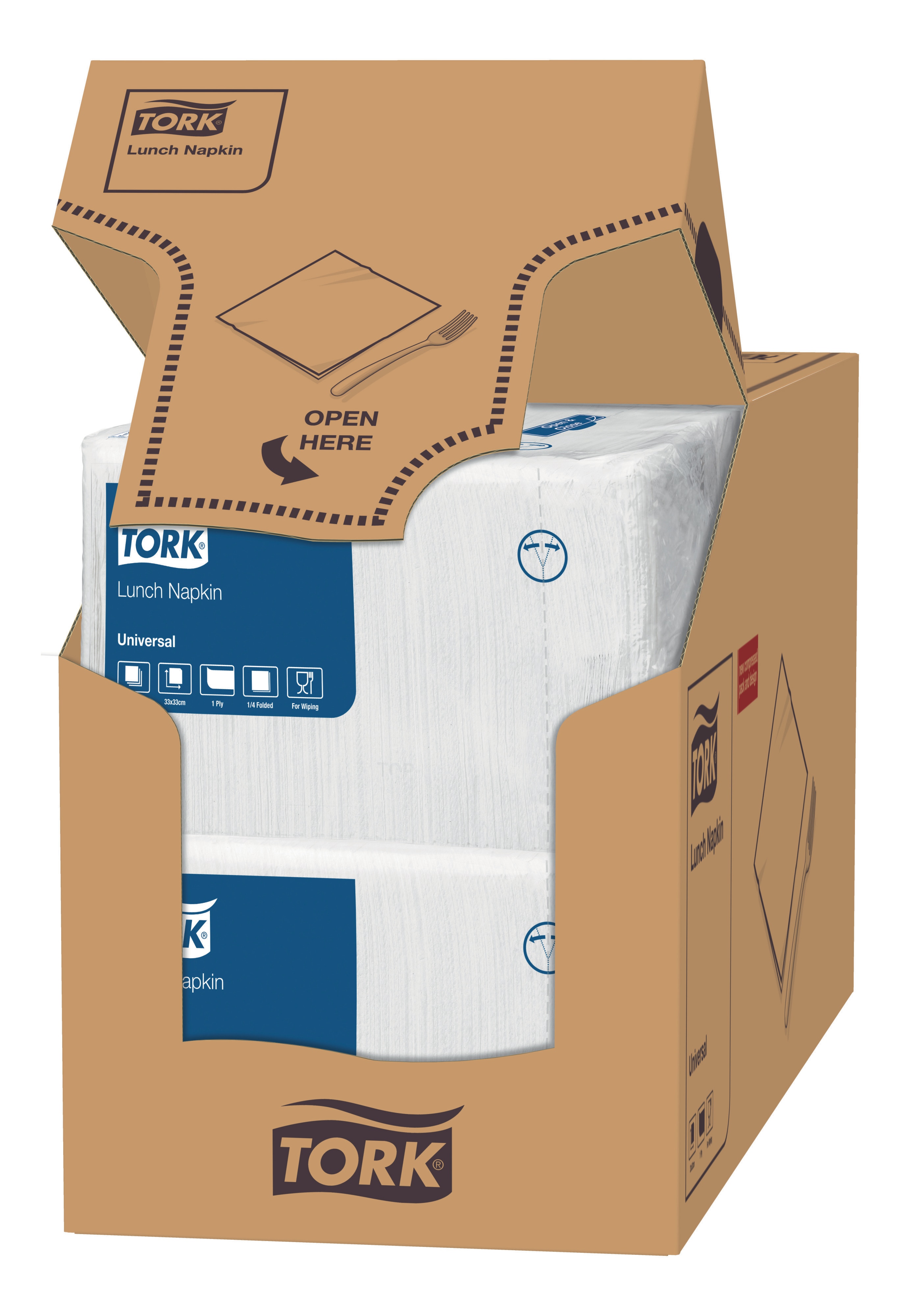 50930000 Белая обеденная салфетка, сложения 1/4, 1 слой Tork  - Вид №2