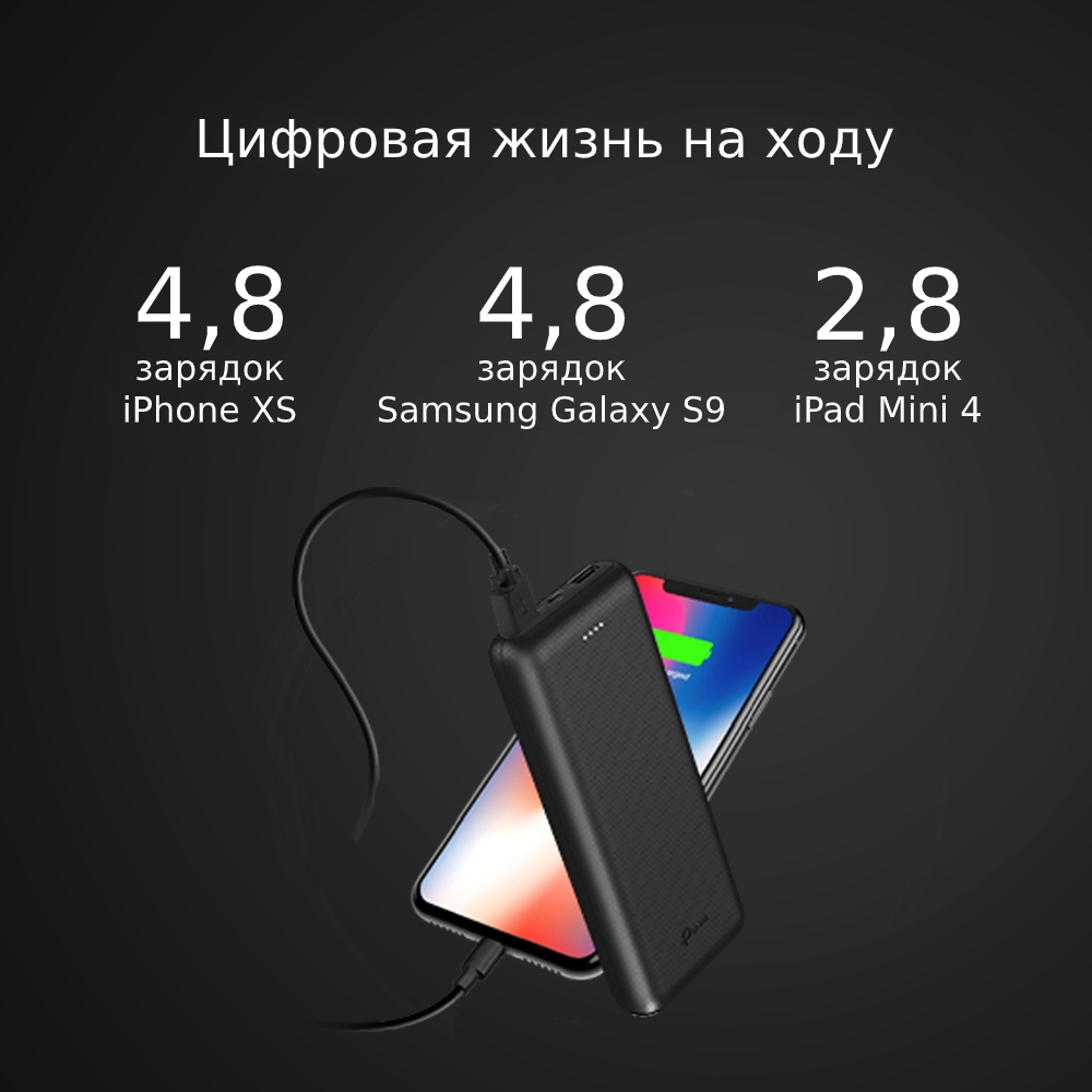 TL-PB20000 Lithium polymer power bank 20,000 mah, 5v 2.1a, 1 micro usb port,2 usb ports with smart-charging TP-Link Santreyd  - Вид №3