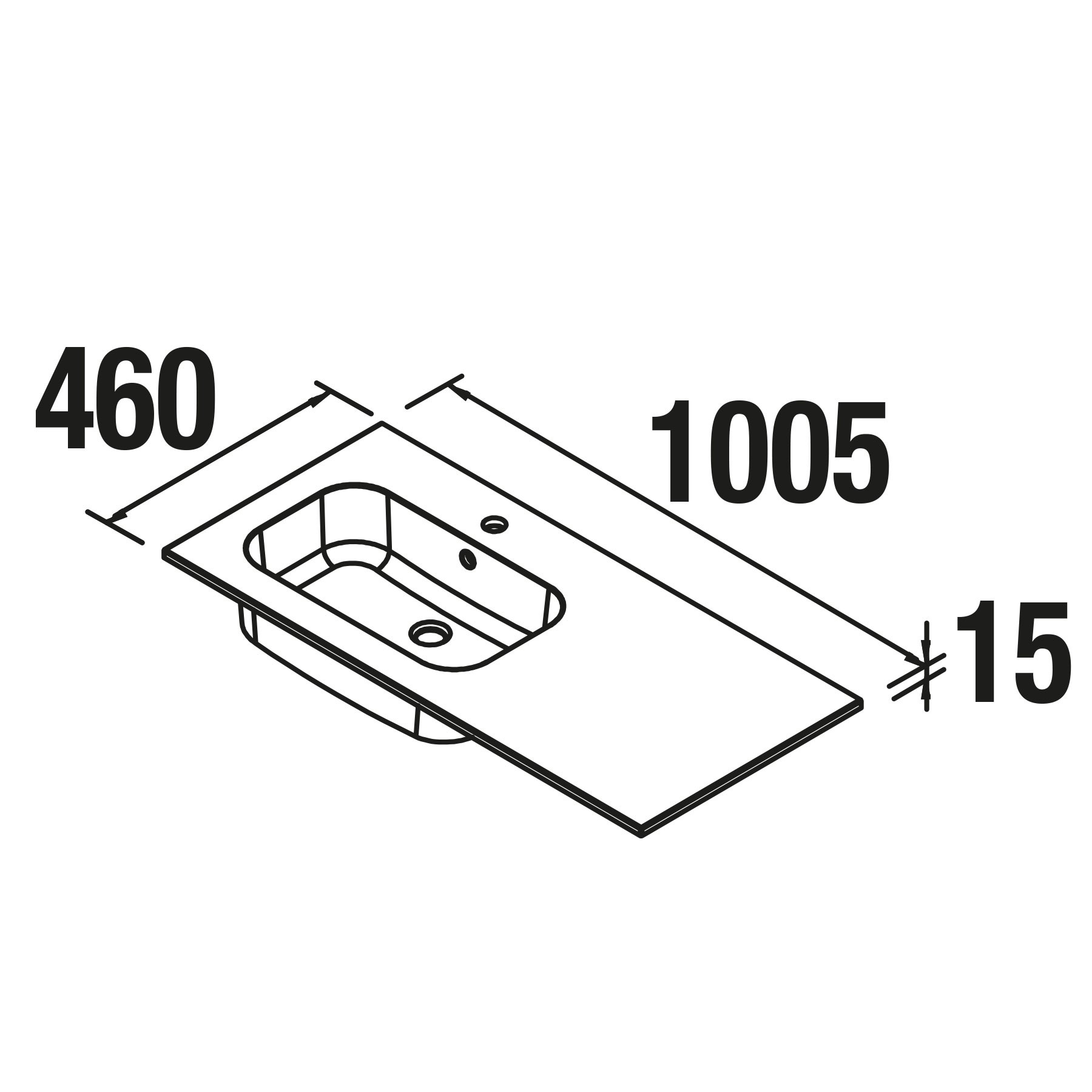 18688 SALGAR Раковина SOFIA 1005 Тумба справа MINERALMARMO 1005 x 15 x 460 мм - Вид №1