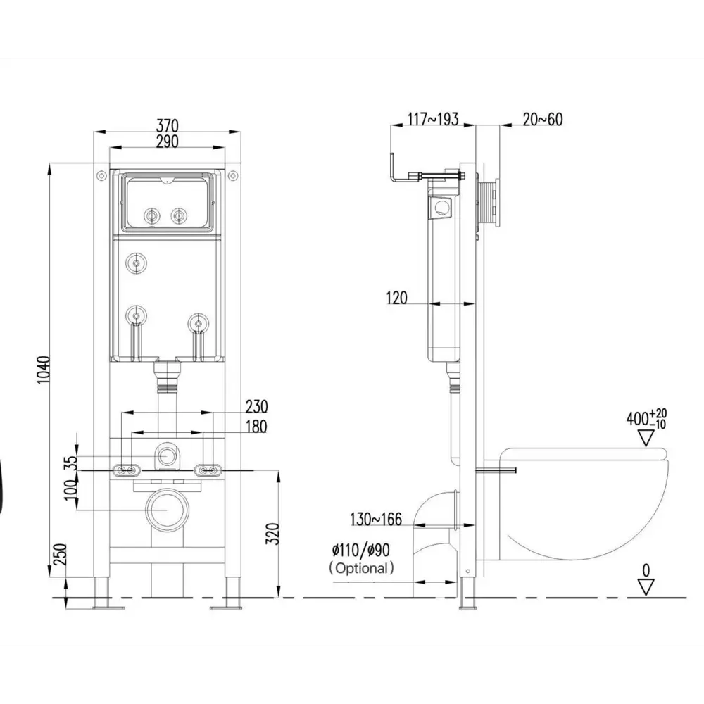 Комплект инсталляция Grant с унитазом Vortex Торнадо безободковый с микролифтом клавиша цвет хром Santreyd STLM-2112188 - Вид №9