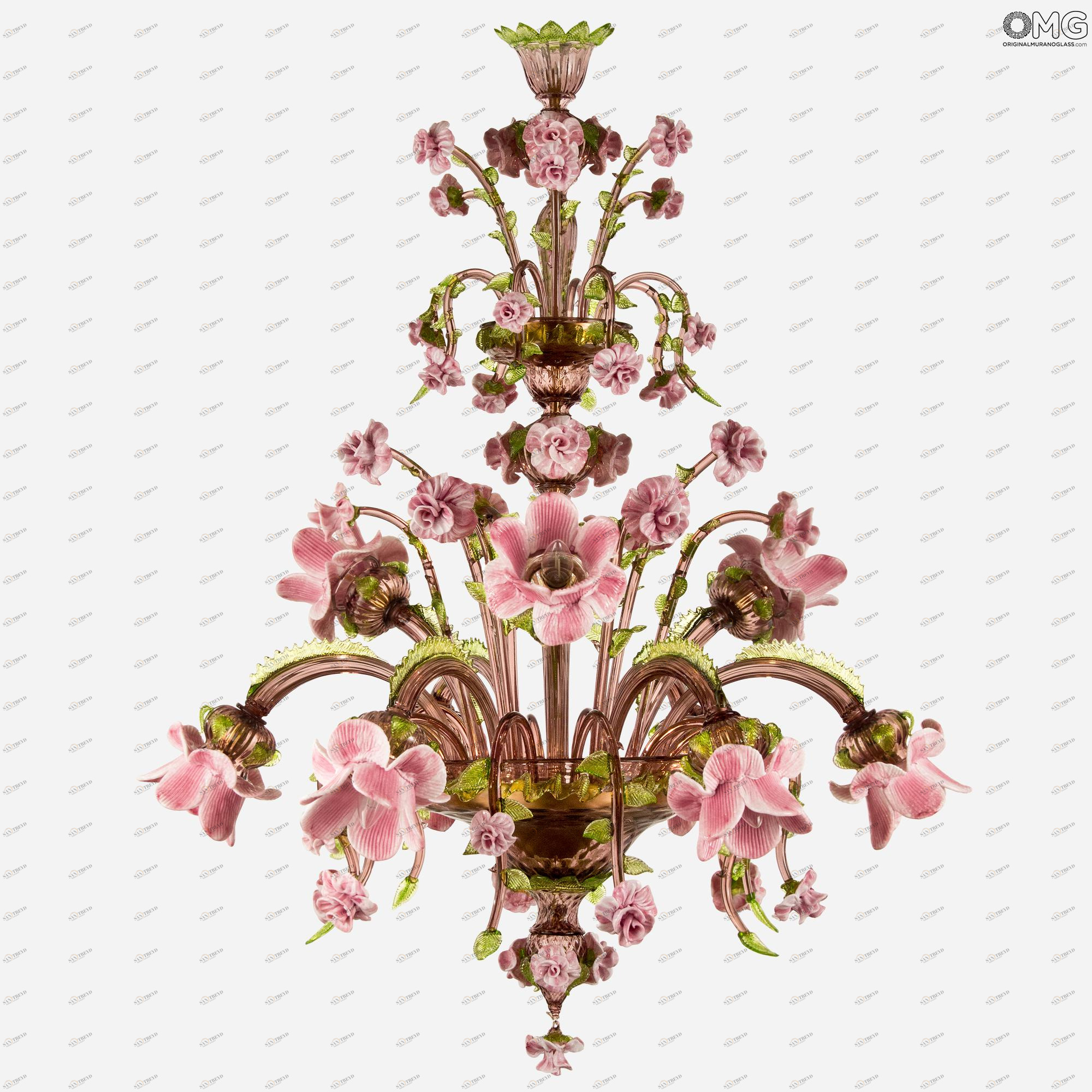 3404 ORIGINALMURANOGLASS Люстра Листья и Цветы - Флорал - муранское стекло OMG  см CLASSICO