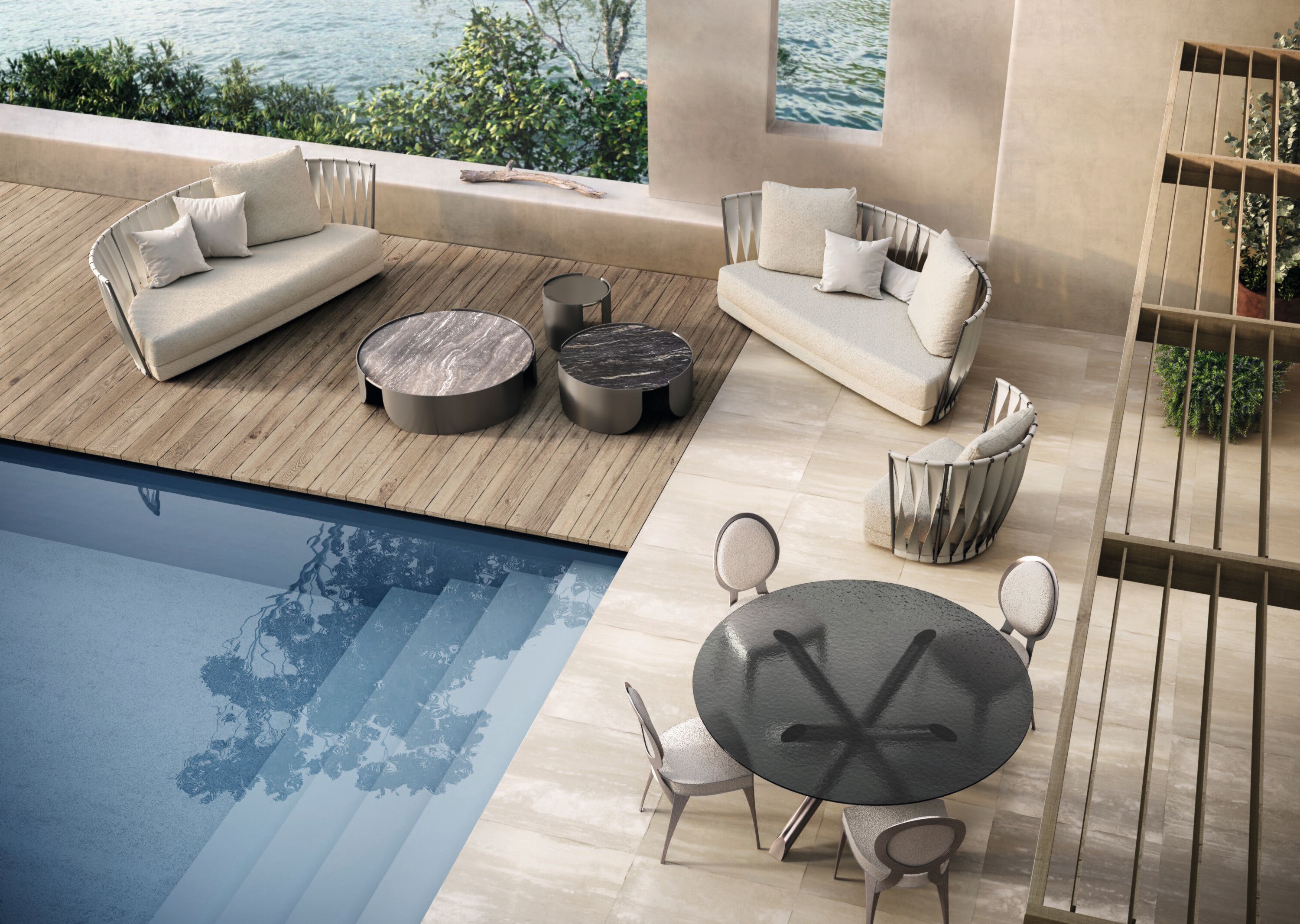 Круглый стол для сада из металла и мрамора Cantori Atenae ARCH-00116489 - Вид №4