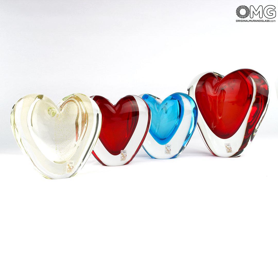 3572 ORIGINALMURANOGLASS Ваза Сердце - голубая - соммерсо - муранское стекло OMG 10 см  - Вид №1