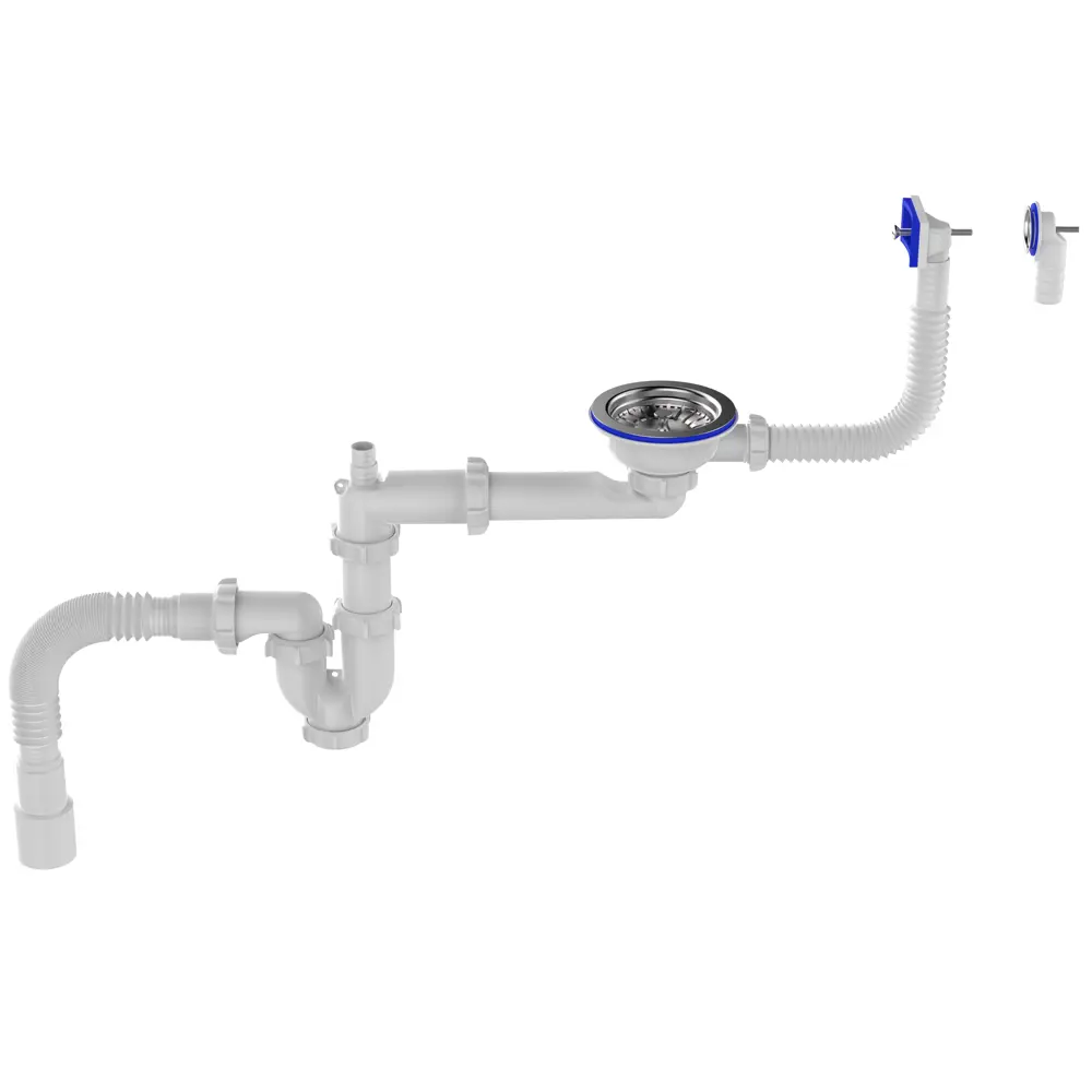 Сифон EQUATION для двойной мойки с переливом и защитой от запахов 89209833 STLM-1496383 - Вид №3