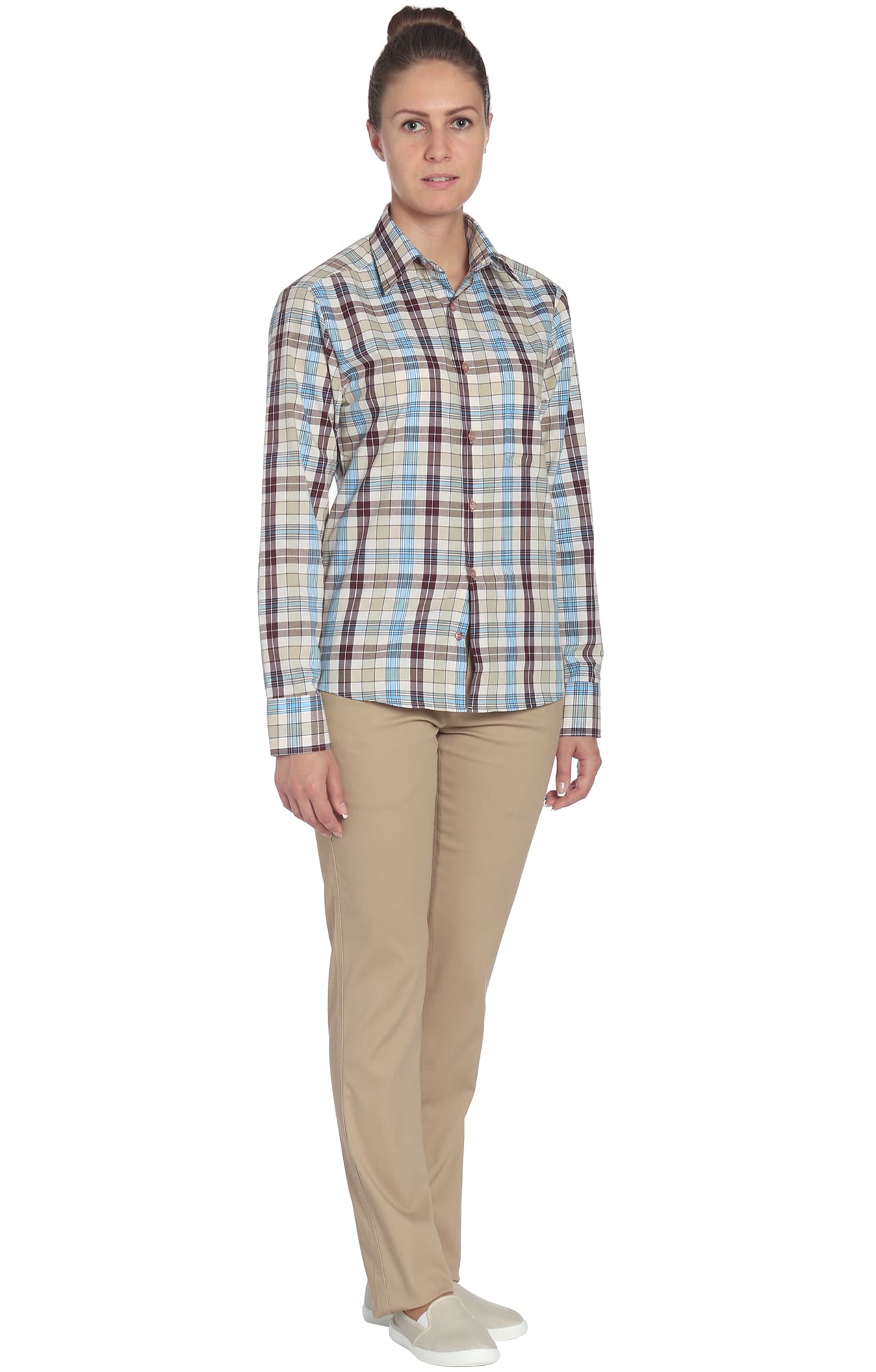 67813 Рубашка в клетку plaid beige (шотландка бежевая) HIPSTER  Толстовки, рубашки, футболки, тенниски  размер 42 (84)  - Вид №2