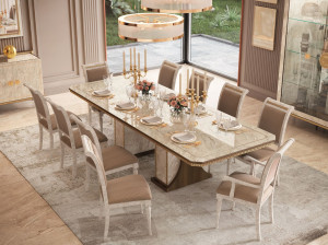 Мраморный прямоугольный выдвижной стол