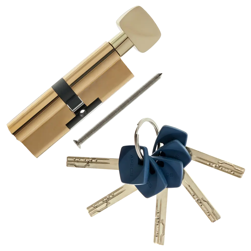 Цилиндр Apecs Premier XR-90-C15-G, 45x45 мм, ключ/вертушка, цвет золото ЦИЛИНДР APECS PREM XR-90-C15-G КЛ-ВЕРТ STLM-2192971 - Вид №1