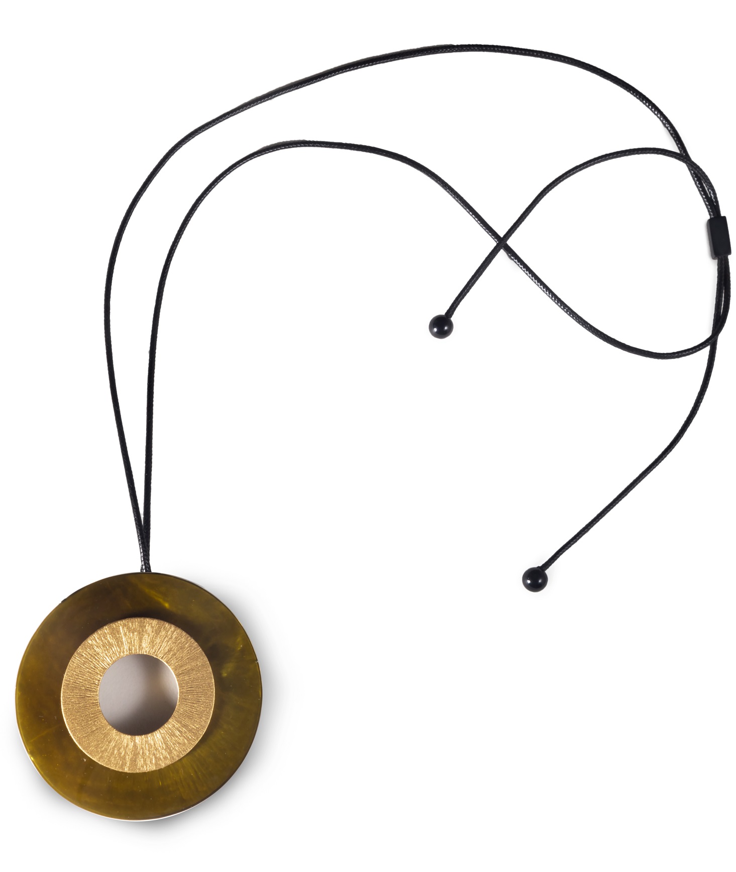 MIX_4002 Колье-подвеска, круглое, оливковый, перламутр, алюминий Mix Culture Santreyd 