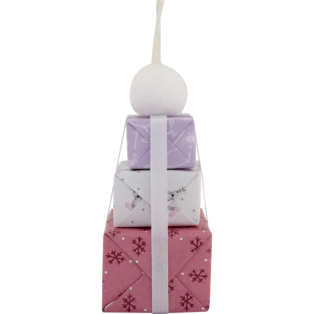 Набор ёлочных украшений «Подарки», 10 см, цвет розовый/фиолетовый, 3 шт Santreyd STLM-2003656 - Вид №1