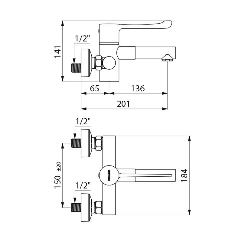 H9611 Термостатический смеситель для мойки SECURITHERM BIOCLIP DELABIE  - Вид №1