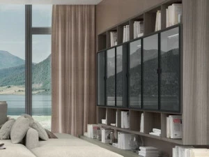 Febal Casa Лакированный подвесной книжный шкаф из дерева и стекла