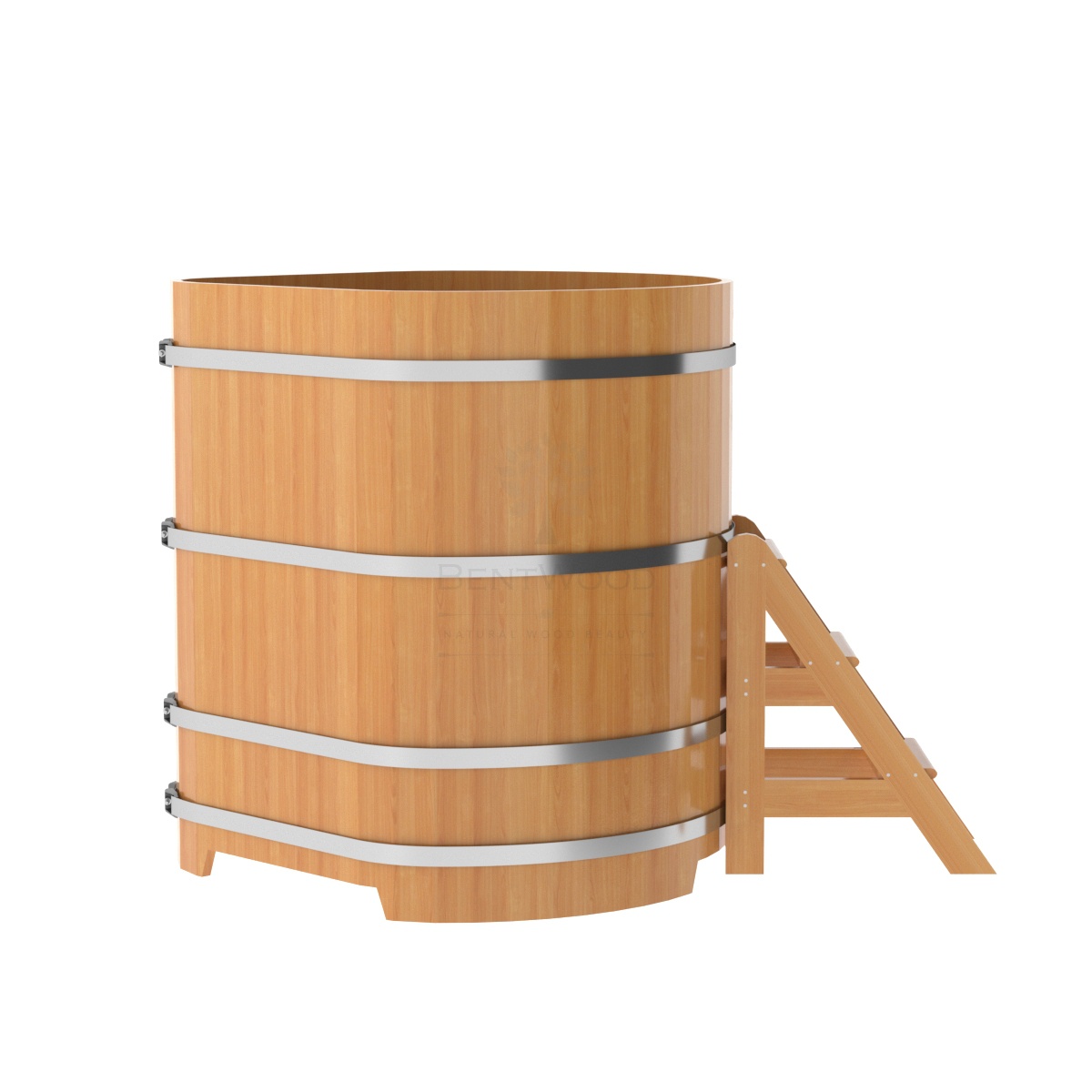 1236 Купель угловая из лиственницы 1,19х1,19х1,4 натуральная премиум Alyarus  - Вид №2