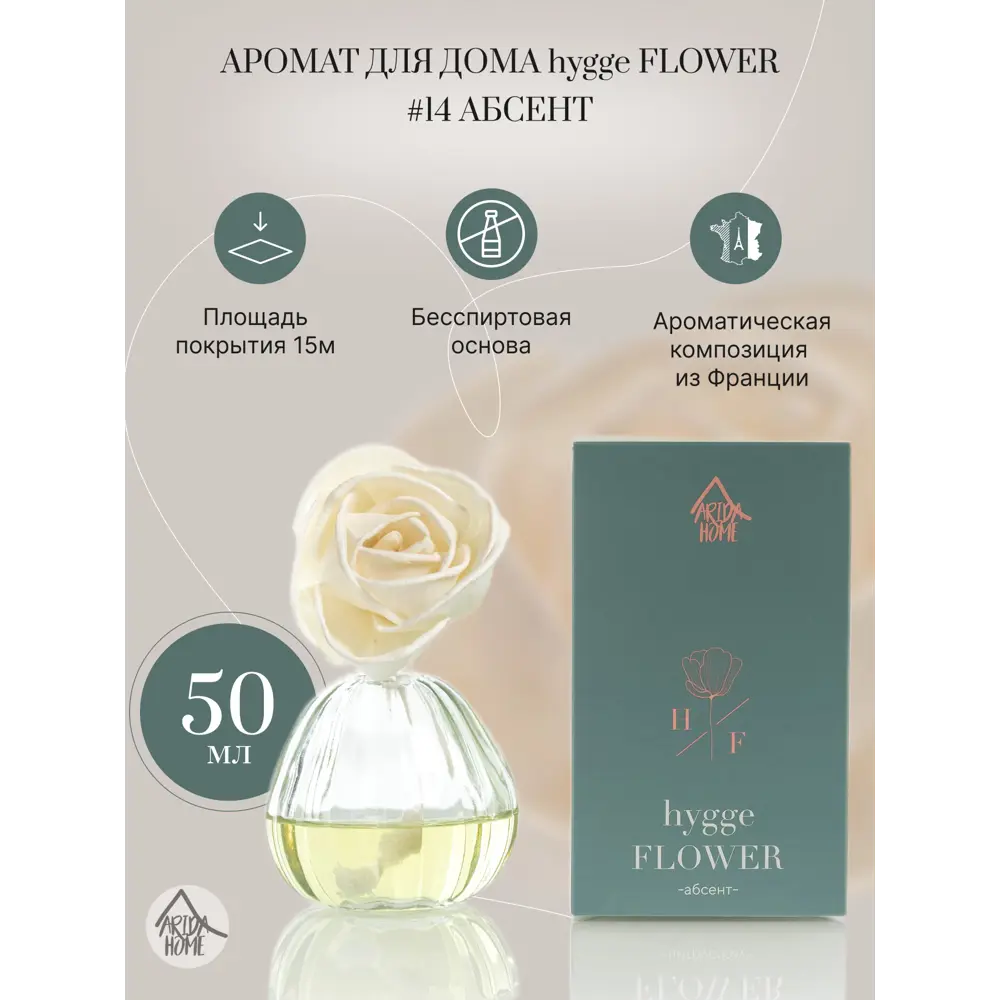 Ароматический диффузор Arida Home Hyggeflower 14 Абсент 50 мл STLM-2043281 - Вид №1