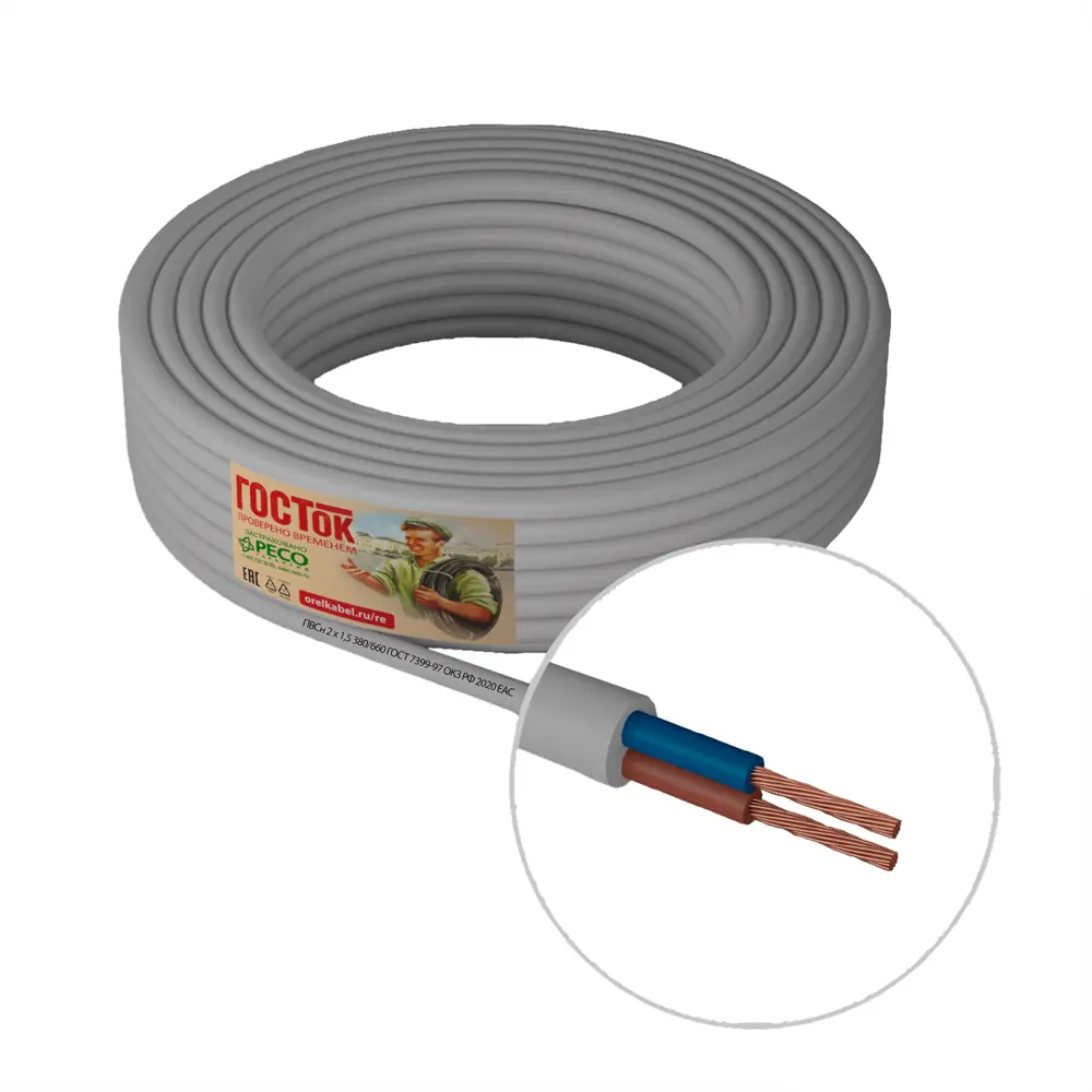 Камит ПВС 2х1.5 - провод для подключения электроинструментов и бытовой техники 18840500 STLM-1566889 - Вид №1