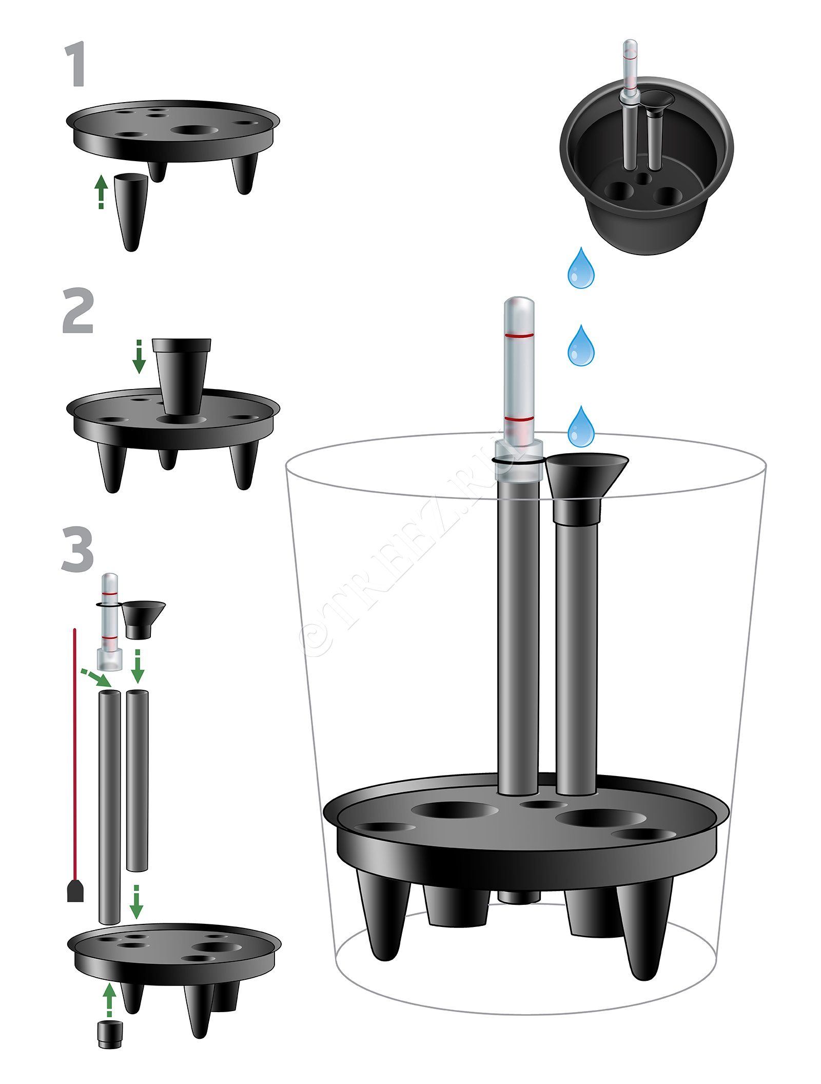 41.3300-03-D-21 Система автополива D-21 для кашпо  Effectory - модель D-21 Цветочная коллекция  - Вид №2