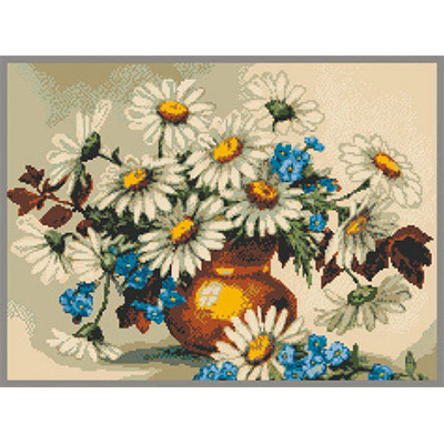 170х230кл Схема для вышивания цв. А3 ДК-119 "Ваза с ромашками" Santreyd 