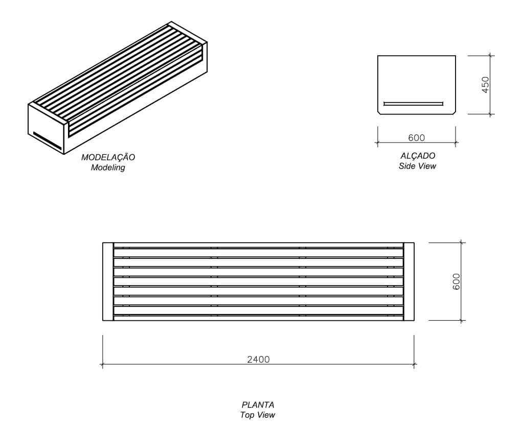 Скамейка из ироко и бетона без спинки amop Comporta ARCH-00100597 - Вид №2