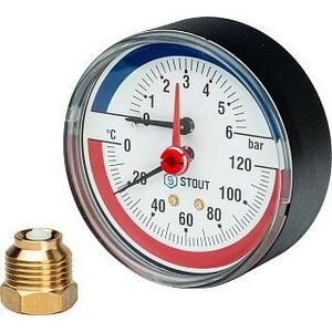 Термоманометр аксиальный 80 мм 1/2" 6 бар STOUT