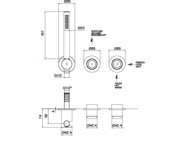 Набор для душа из нержавеющей стали с ручным душем Zazzeri Q316 ARCH-00137899 - Вид №5