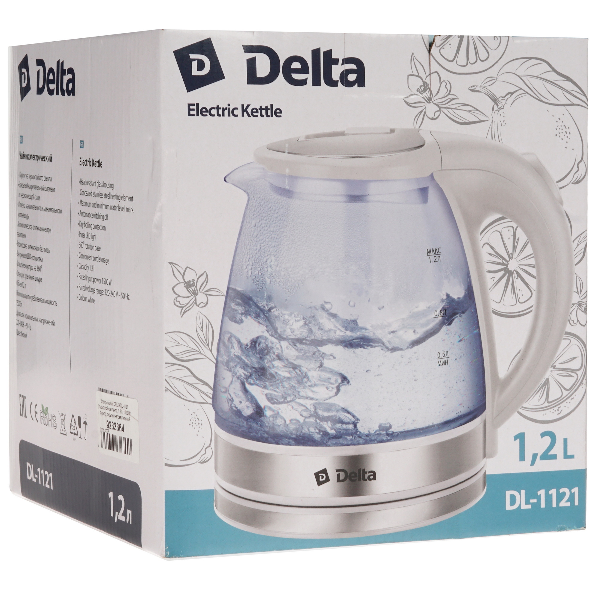 9233364 Электрочайник DELTA DL-1121 белый STDN-0001397 - Вид №8