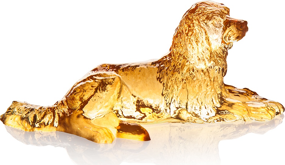 10608078 Cristal de Paris Фигурка Cristal de Paris "Собака лежащая" 6х10см (янтарная) Хрусталь 