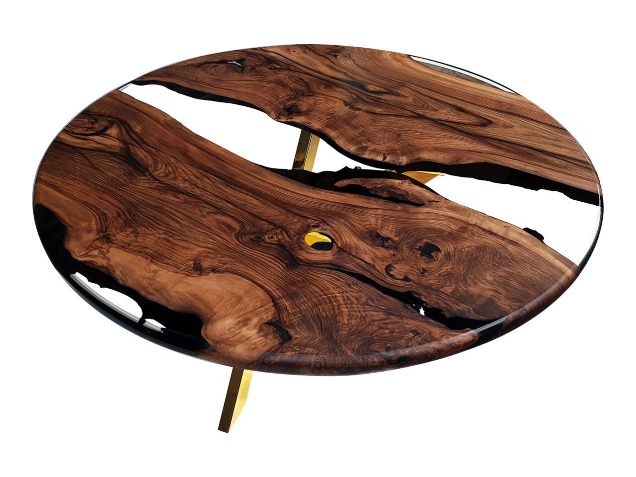 Круглый стол из смолы и орехового дерева Legnor LEG2408731 ARCH-00139281