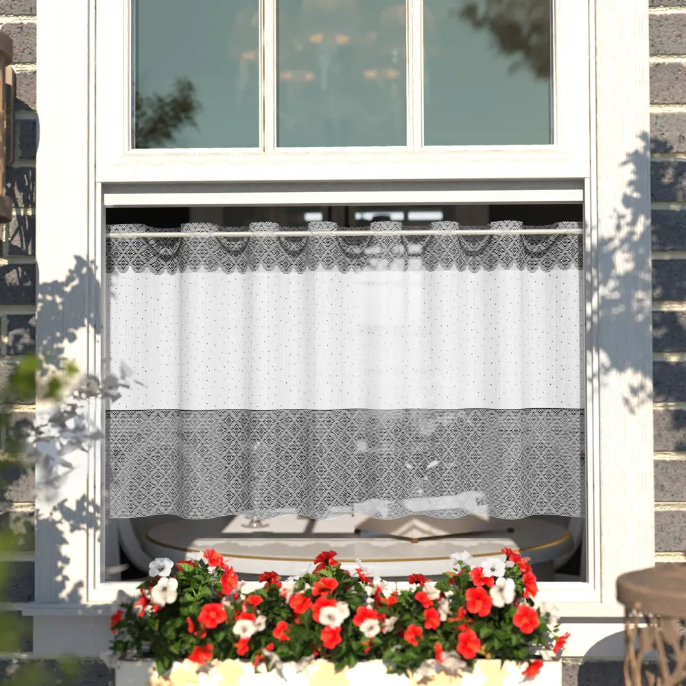 Тюль для кухни Бисквит 170x75 см цвет белый-серый Santreyd STLM-2174227 - Вид №7