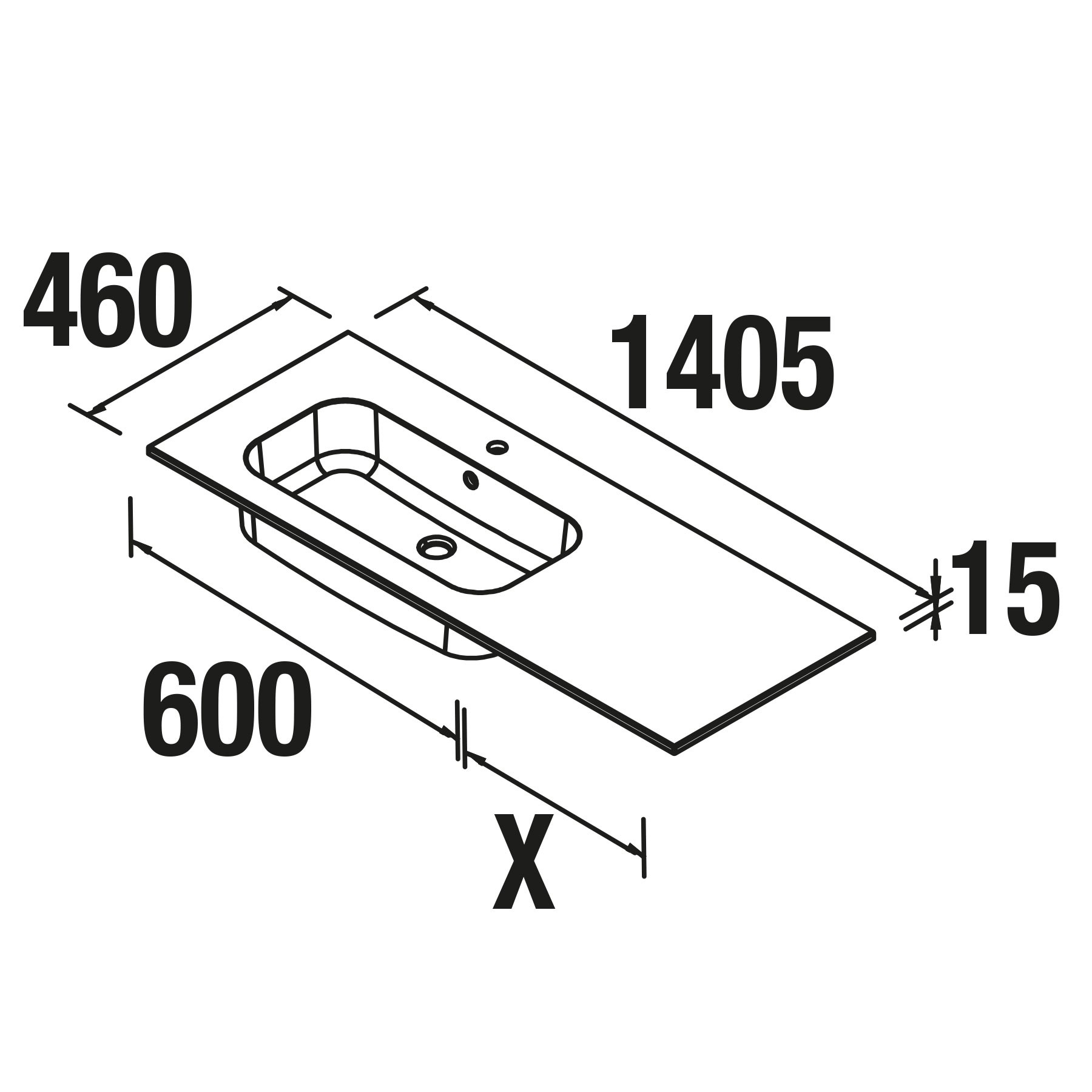 24807 SALGAR Раковина SOFIA 1405 Тумба для хранения справа MINERALMARMO 1405 x 15 x 460 - Вид №1