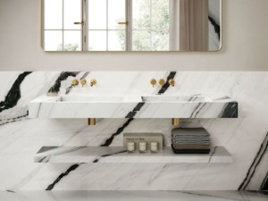 Прямоугольная двойная подвесная раковина из керамогранита